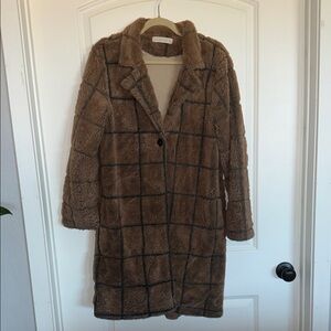 Cozy Brown Plaid Women's Coat